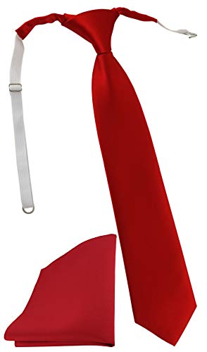 TigerTie Security Sicherheits Krawatte + Einstecktuch in verkehrsrot einfarbig Uni - vorgebunden mit Gummizug von TigerTie