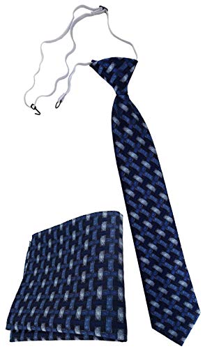 TigerTie Security Sicherheits Krawatte Einstecktuch in blau marine dunkelblau - Motiv Flechtmuster - Sicherheitskrawatte fest vorgebunden mit Gummizug von TigerTie