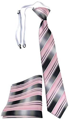 TigerTie Security Sicherheits Krawatte Einstecktuch in rosa hellrosa silber anthrazit grau gestreift - vorgebunden mit Gummizug von TigerTie
