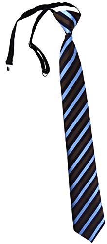 TigerTie Security Sicherheits Krawatte in blau braun marine gestreift - vorgebunden mit Gummizug in schwarz von TigerTie
