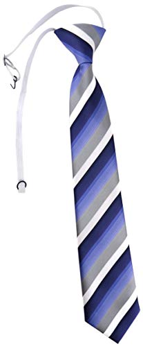 TigerTie Security Sicherheits Krawatte in blau dunkelblau grau weiss gestreift - vorgebunden mit Gummizug von TigerTie