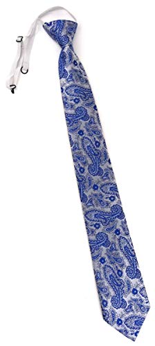 TigerTie Security Sicherheits Krawatte in blau silber Paisley gemustert - vorgebunden mit Gummizug von TigerTie
