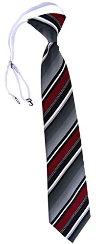 TigerTie Security Sicherheits Krawatte in bordeaux silber grau weiss gestreift - vorgebunden mit Gummizug von TigerTie