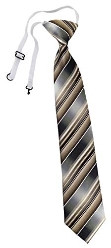 TigerTie Security Sicherheits Krawatte in braun beige silber anthrazit grau gestreift - vorgebunden mit Gummizug von TigerTie