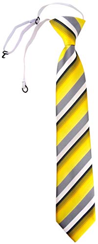 TigerTie Security Sicherheits Krawatte in gelb grau weiss schwarz anthrazit gestreift - vorgebunden mit Gummizug von TigerTie