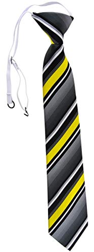 TigerTie Security Sicherheits Krawatte in gelb silber grau weiss gestreift - vorgebunden mit Gummizug von TigerTie