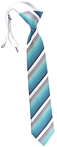 TigerTie Security Sicherheits Krawatte in gestreift gemustert - vorgebunden mit Gummizug (türkis mint grau weiß schwarz) von TigerTie