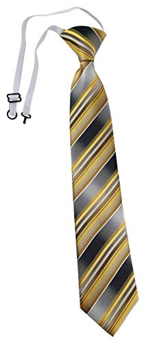 TigerTie Security Sicherheits Krawatte in gold gelb silber anthrazit grau gestreift - vorgebunden mit Gummizug von TigerTie