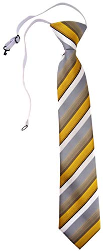 TigerTie Security Sicherheits Krawatte in gold grau weiss gestreift - vorgebunden mit Gummizug von TigerTie