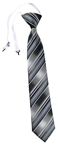 TigerTie Security Sicherheits Krawatte in grau silber anthrazit hellgrau gestreift - vorgebunden mit Gummizug von TigerTie