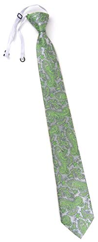 TigerTie Security Sicherheits Krawatte in grün silber Paisley gemustert - vorgebunden mit Gummizug von TigerTie