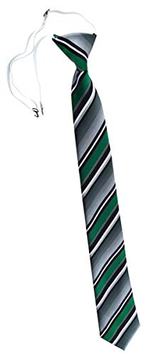 TigerTie Security Sicherheits Krawatte in grün silber grau weiss gestreift - vorgebunden mit Gummizug von TigerTie