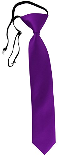 TigerTie Security Sicherheits Krawatte in lila Uni einfarbig - vorgebunden mit Gummizug in schwarz von TigerTie