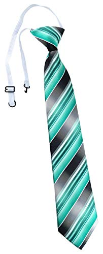 TigerTie Security Sicherheits Krawatte in mint grün silber anthrazit grau gestreift - vorgebunden mit Gummizug von TigerTie