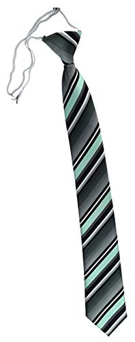 TigerTie Security Sicherheits Krawatte in mint silber grau weiss gestreift - vorgebunden mit Gummizug von TigerTie