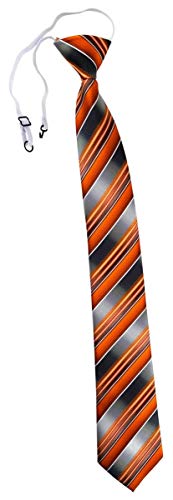 TigerTie Security Sicherheits Krawatte in orange anthrazit silber grau gestreift - vorgebunden mit Gummizug von TigerTie