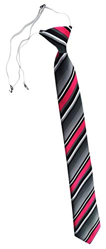 TigerTie Security Sicherheits Krawatte in pink silber grau weiss gestreift - vorgebunden mit Gummizug von TigerTie