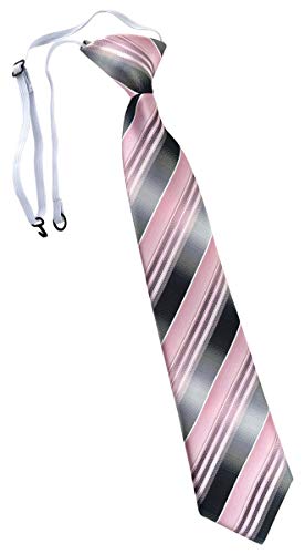 TigerTie Security Sicherheits Krawatte in rosa hellrosa silber anthrazit grau gestreift - vorgebunden mit Gummizug von TigerTie