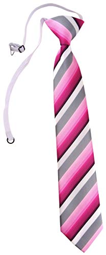 TigerTie Security Sicherheits Krawatte in rosa pink grau weiss gestreift - vorgebunden mit Gummizug von TigerTie