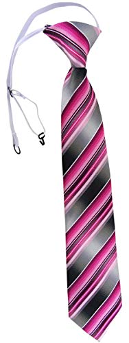 TigerTie Security Sicherheits Krawatte in rosa pink magenta anthrazit silber grau gestreift - vorgebunden mit Gummizug von TigerTie