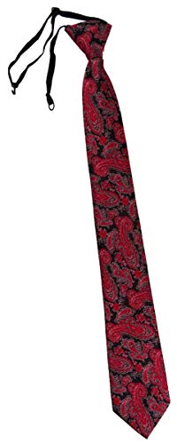 TigerTie Security Sicherheits Krawatte in rot schwarz silber Paisley gemustert - vorgebunden mit Gummizug von TigerTie
