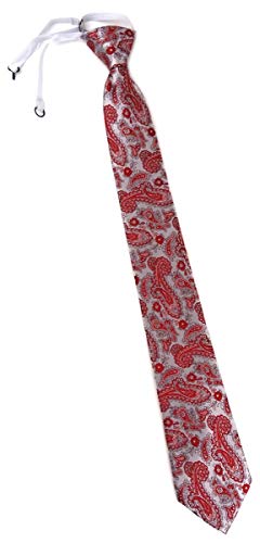 TigerTie Security Sicherheits Krawatte in rot silber Paisley gemustert - vorgebunden mit Gummizug von TigerTie