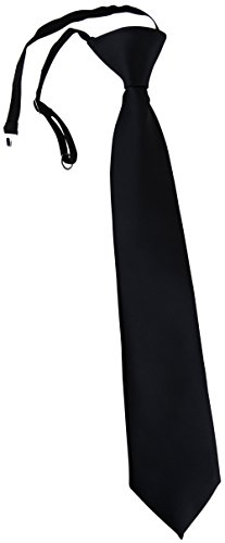 TigerTie Security Sicherheits Krawatte in schwarz Uni einfarbig - vorgebunden Gummizug von TigerTie