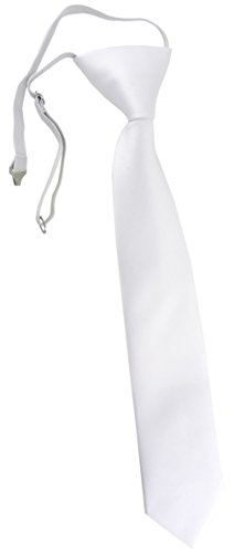 TigerTie Security Sicherheits Krawatte in weiss Uni einfarbig - vorgebunden mit Gummizug in weiss von TigerTie