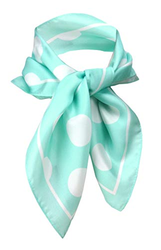 TigerTie Seiden Nickituch Satin in mint weiss gepunktet - Größe 50 x 50 cm von TigerTie