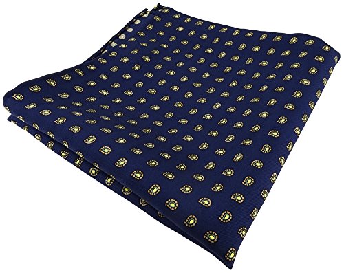 TigerTie Seideneinstecktuch marine grün gold Paisley gemustert - Einstecktuch 100% Seide von TigerTie