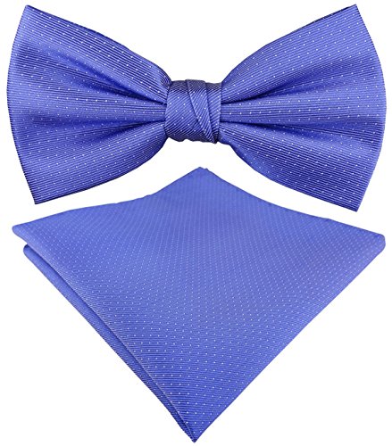 TigerTie Seidenfliege + Einstecktuch in blau silber gepunktet - 100% reine Seide von TigerTie