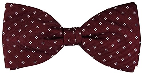 TigerTie Seidenfliege in bordeaux silber weinrot gemustert - Fliege 100% pure Seide + Aufbewahrungsbox von TigerTie