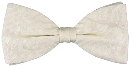 TigerTie Seidenfliege in creme Leaves Blumenmuster gemustert - Fliege 100% pure Seide + Aufbewahrungsbox von TigerTie