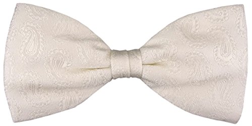 TigerTie Seidenfliege in creme einfarbig Paisley gemustert - Fliege 100% pure Seide + Aufbewahrungsbox von TigerTie