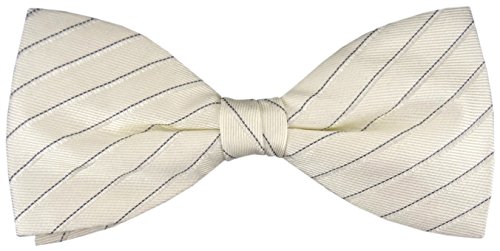 TigerTie Seidenfliege in creme weiss schwarz gestreift gemustert - Fliege 100% pure Seide + Aufbewahrungsbox von TigerTie