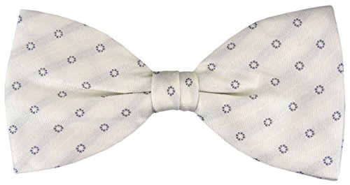 TigerTie Seidenfliege in cremeweiss silber gemustert - Fliege 100% pure Seide + Aufbewahrungsbox von TigerTie