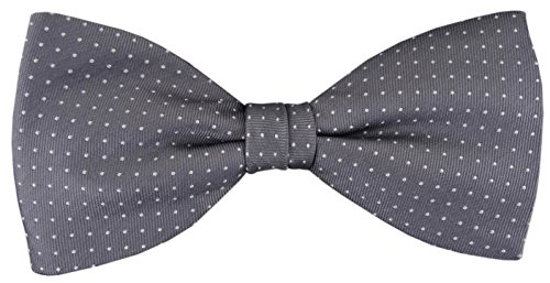 TigerTie Seidenfliege in grau silber gepunktet gemustert - Fliege 100% pure Seide + Aufbewahrungsbox von TigerTie