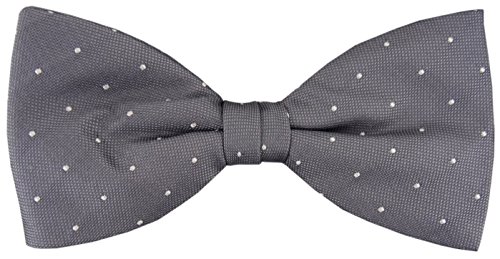 TigerTie Seidenfliege in grau silber gepunktet gemustert - Fliege 100% pure Seide + Aufbewahrungsbox von TigerTie