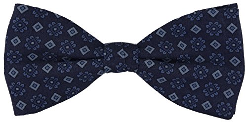 TigerTie Seidenfliege in marine dunkelblau blau Ornament gemustert - Fliege 100% pure Seide + Aufbewahrungsbox von TigerTie