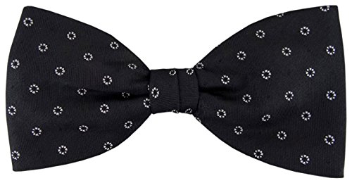 TigerTie Seidenfliege in schwarz silber gemustert - Fliege 100% pure Seide + Aufbewahrungsbox von TigerTie