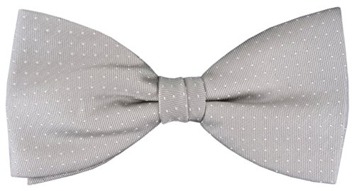 TigerTie Seidenfliege in silbergrau silber gepunktet gemustert - Fliege 100% pure Seide + Aufbewahrungsbox von TigerTie