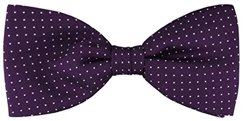 TigerTie Seidenfliege in violett silber gepunktet gemustert - Fliege 100% pure Seide + Aufbewahrungsbox von TigerTie