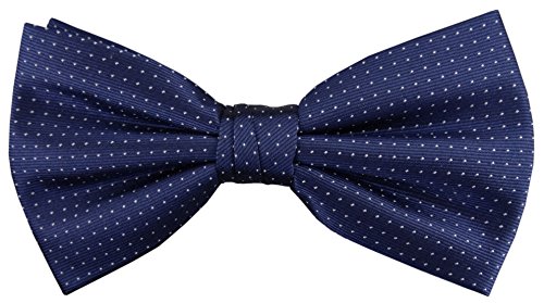 TigerTie Seidenfliege marine dunkelblau in silber gepunktet, Fliege 100% pure Seide von TigerTie