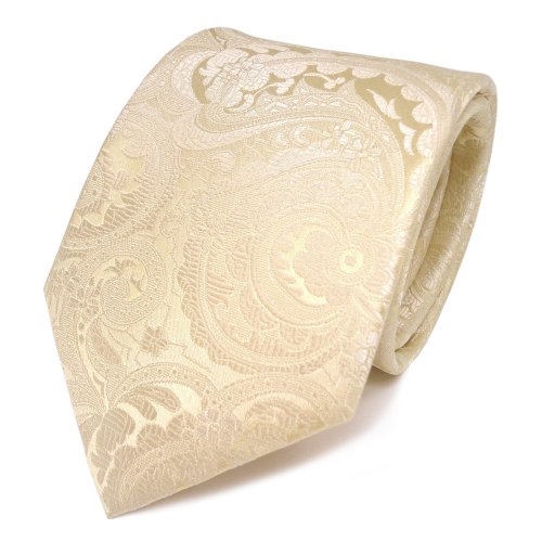 TigerTie Seidenkrawatte in beige creme perlmutt weiß gemustert von TigerTie