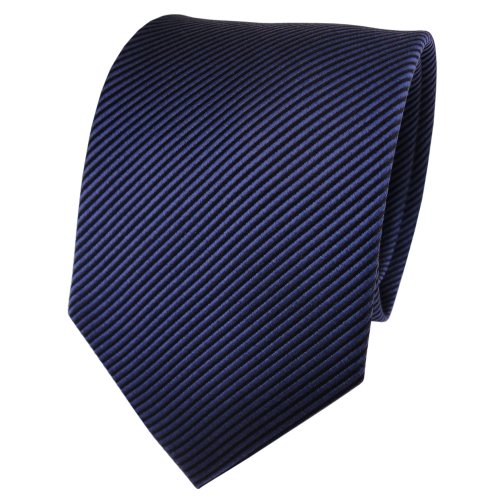 TigerTie Designer Seidenkrawatte in blau dunkelblau schwarz gestreift von TigerTie