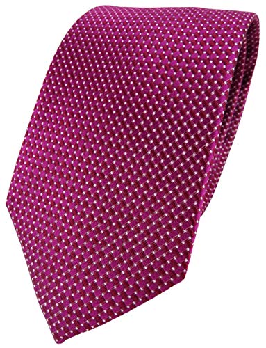 TigerTie Designer Seidenkrawatte in rosa magenta silber gepunktet von TigerTie