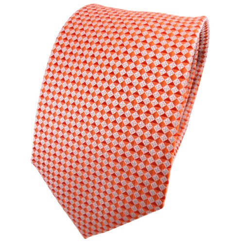 TigerTie Seidenkrawatte orange silber grau gemustert - Krawatte Seide von TigerTie