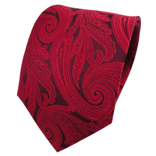 TigerTie Seidenkrawatte rot dunkelrot karminrot Paisley - Krawatte Seide Silk von TigerTie