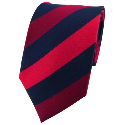 TigerTie Designer Seidenkrawatte in rot dunkelrot weinrot blau gestreift von TigerTie