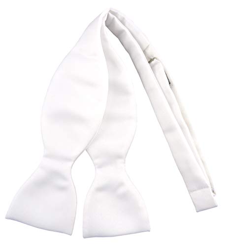 TigerTie Selbstbinder Seidenfliege in weiss einfarbig Uni, Spitzenqualität, Querbinder 100% Seide + Aufbewahrungsbox von TigerTie